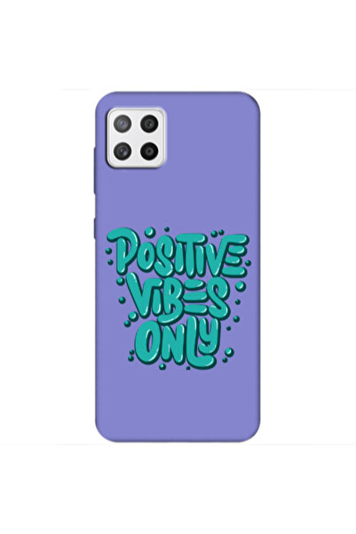 Other Samsung A22 5G Positive Vibes Only Purple Colored Silicone TPU Θήκη
