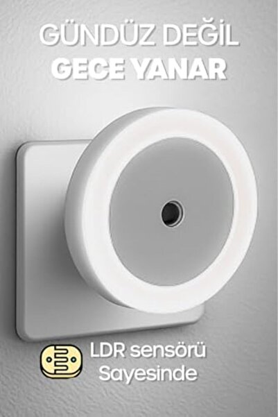 Yıldızan pazaralanı store Yuvarlak Otomatik Gece Lambası, Işığa Duyarlı LDR S...