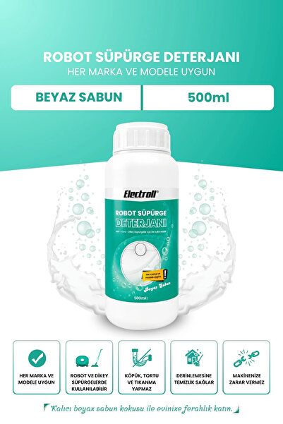 ELECTROLL Robot Süpürge Deterjanı Beyaz Sabun Kokulu 500 ml Her Marka Ve Mode...
