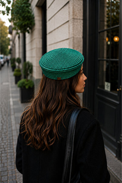 Zeora Home Women's Knitted Beret Summer Straw Beret Jute Look Handmade Stylis...