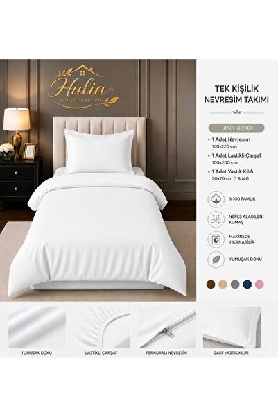 hulia home Elastic Sheet Duvet Cover Set Single Size Cotton Soft Textured Com...