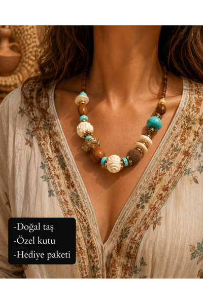 HER ŞEY NOTA www.herseynota.com Virelith Bohemian Natural Stone and Wood Bead...