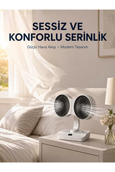 Genel Markalar Duvara Monte Edilebilen Çift Başlıklı Sessiz Masa Fanı