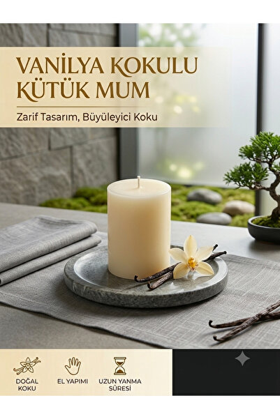 METE MUM AROMATERAPİ YOĞUN KOKULU SİLİNDİR KÜTÜK MUM BÜYÜK BOY DEKORATİF HEDİ...