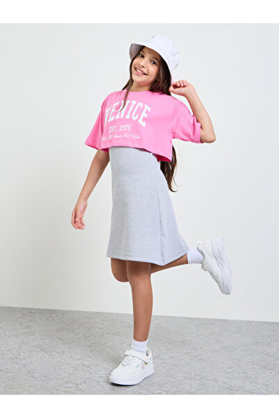 Styli Teen Girls Ribbed Dress and Jersey T-Shirt Set