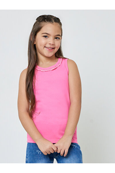Styli Girls Pack of 3 - Plain Vest with Lace Trim