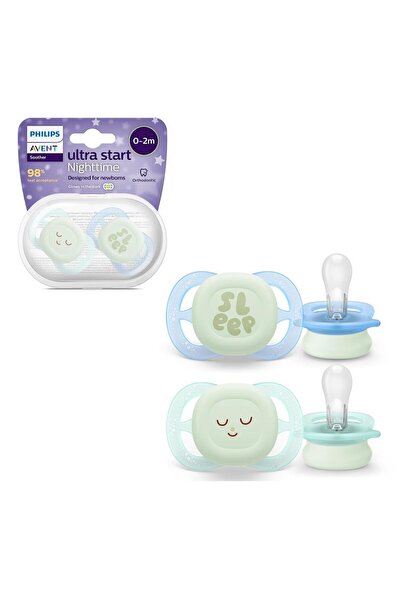 Philips Avent Avent Υπέρ Απαλή Πιπίλα 0-2 μηνών Πράσινο-Μπλε Ύπνου (SCF075/08)