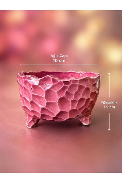 ATLANTE CACTUS El yapımı seramik özel tasarım saksı - ayaklı model - pembe