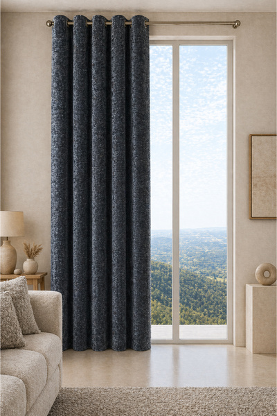 Premier Home Дуо Велвет 100% блекаут, тъмносин фон, 180X250, без власинка