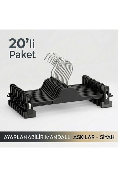 Semak Plastik 20 ADET MANDALLI PANTOLON ASKISI