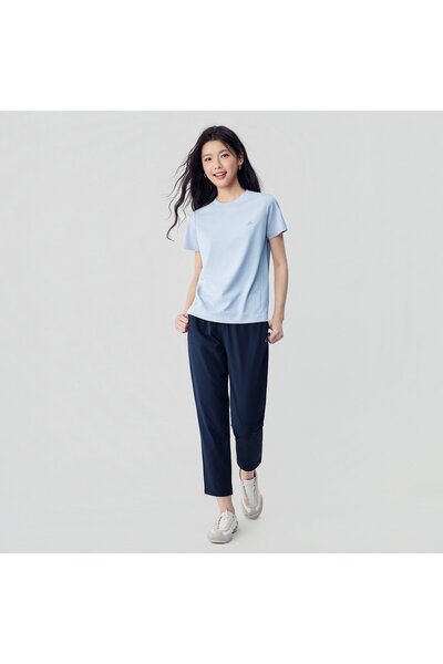 Giordano تي شيرت نسائي مريح بأكمام قصيرة وطباعة G-motion