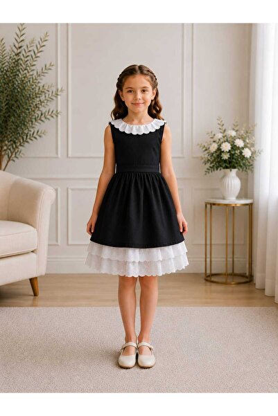 FERA Children's Dress Flam Cotton Linen Burnout Guipure Daily Wear