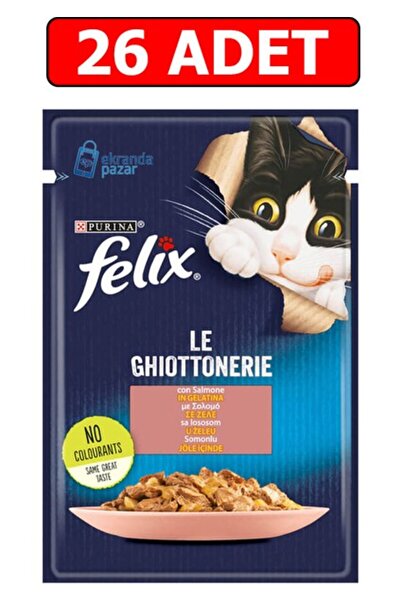 Purina Felix Somonlu Yaş Kedi Maması 85GR 26 Adet Pouch Kedi Konserve Kedi Islak Maması