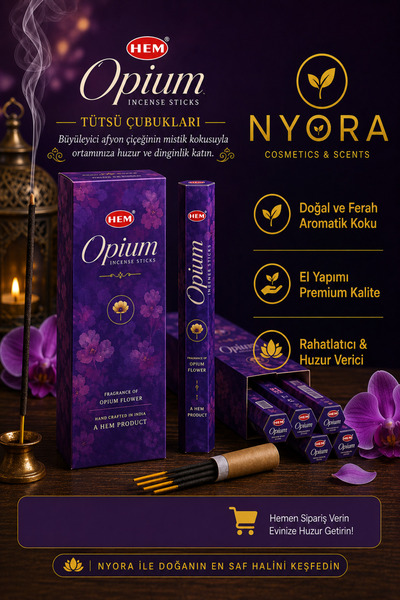 Hem Marka Opium Çubuk Tütsü 120 Adet 6 Paket ve Ahşap Tütsü Kayığı