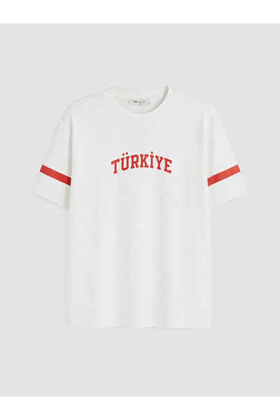 LC Waikiki Lcw Comfort White Turkey Printed 100% Cotton Women's T-Shirt