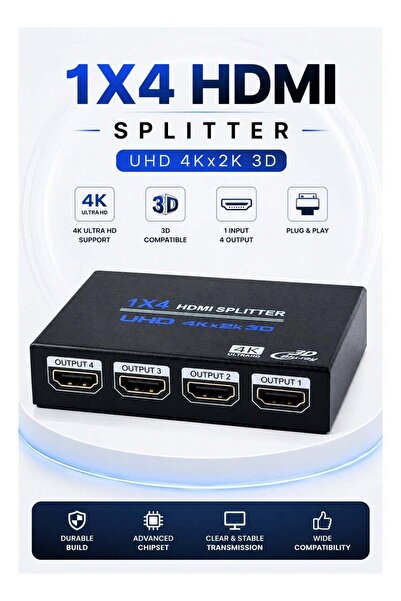 Generic HD 1x4 HDMI Splitter 4K x 2K HDMI Audio Video Distributor | 1 Input 4...
