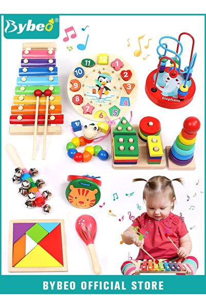 BYBEO 10 Pieces Montessori Toys for 1-3 Years Toddlers, Kids Wooden Toys, Woo...