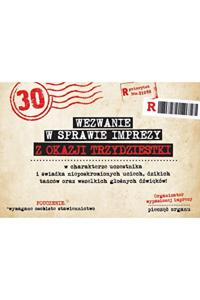 OEM Invitații pentru aniversarea de 30 de ani, stil Armin, 10 bucăți. + plicuri