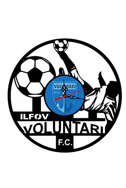 OEM Ceas de perete decorativ din disc de vinil, Model FC Voluntari, Fotbalist...