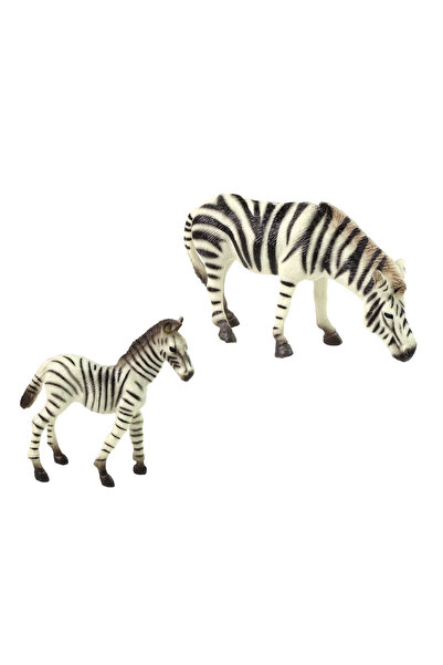 OEM Set 2 figurine, Lean Toys, Zebra cu pui, Alb/Negru