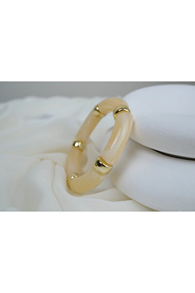 ATELİER TUĞBA Blk541 Flexible Gold Bracelet with Acrylic Rubber