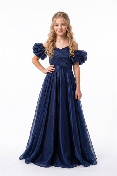 ABİYEKİDS Sparkly Carolin Fabric Flared Children's Evening Dress Graduation G...