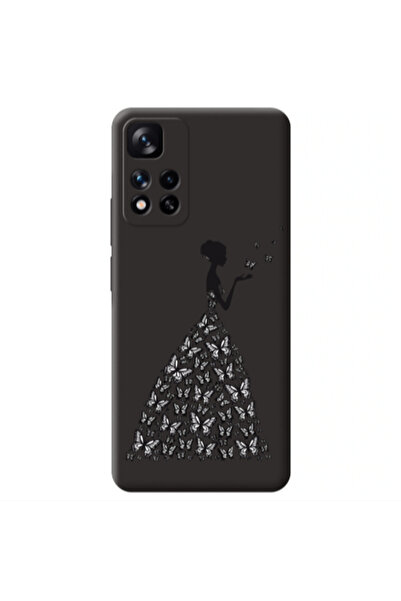 Other Xiaomi Redmi Note 11 Pro 5G Butterfly Girl Black Colored Silicone TPU Θήκη