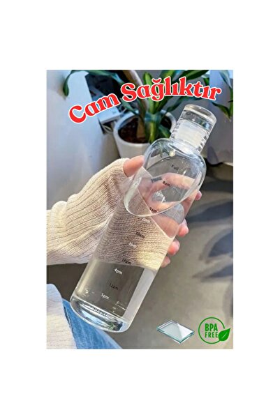 Empressco Healthy 700ml Glass Water Bottle, Motivational Flask and Water Cont...