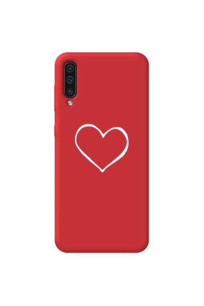 Other Samsung A70 White heart Red Colored Silicone TPU Θήκη