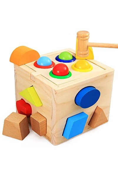 ETOY Set educativ 2 in 1 din lemn cu sortator de forme si joc de batut pentru...