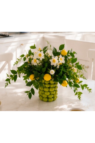 Flowersbymeral YEŞİL LİMONLU VAZODA ÇİÇEKLER