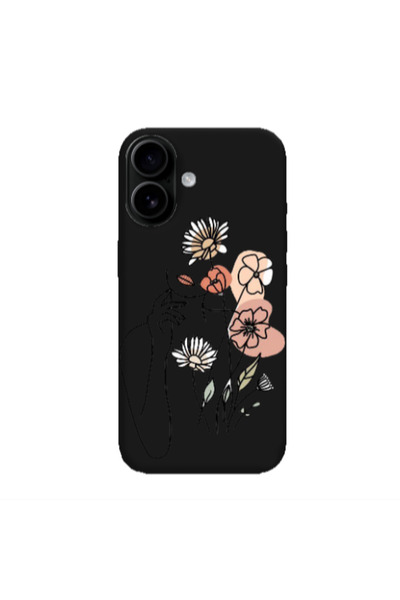 Other Apple Iphone 16 plus Lady with Flowers Black Colored Silicone TPU Θήκη