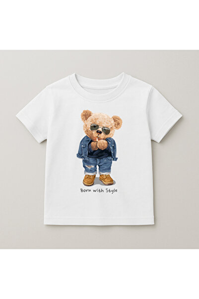 SVART WEAR Παιδικό και εφηβικό μπλουζάκι με στάμπα αρκουδάκι, βαμβακερό, με κ...