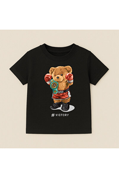 SVART WEAR Teddy Bear Printed Crew Neck Cotton Short Sleeve Kids & Youth T-Shirt