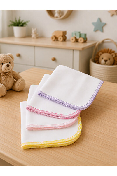 Mou&Kou Soft 4-Piece 100% Cotton Combed Cotton Baby Wipes Set 25X25 cm Suitab...