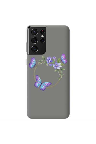 Other Samsung S21 Ultra Butterfly on the ring Grey Colored Silicone TPU Θήκη