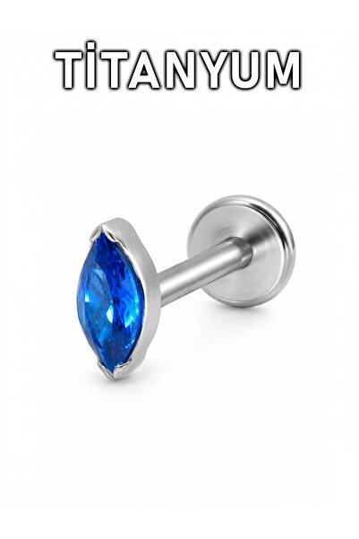 MORNEVA Titanyum Minik Badem Taşlı Kulak Dudak Labret Helix Conch Tragus Pier...