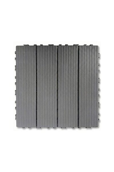 NEXTLY Set de 10 dale modulare de pardoseală din PVC 30x30 cm, Gri Antracit