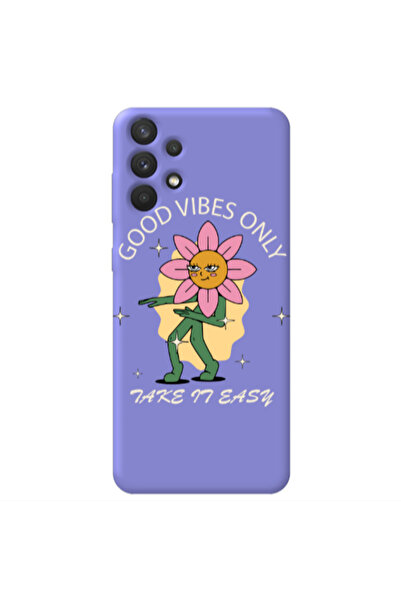 Other Samsung A32 4G Good Vibes Only Purple Colored Silicone TPU Θήκη