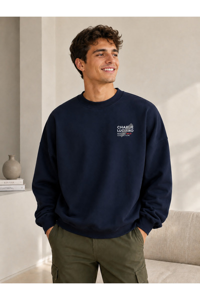 caddekombin Unisex Charlie Luciano Printed Crew Neck Sweatshirt