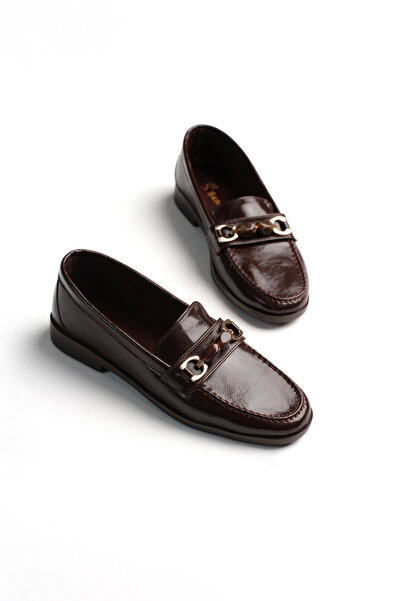 Tonny Black Women's Brown Leather Women's Loafer Comfortable Buckle Detailed ...