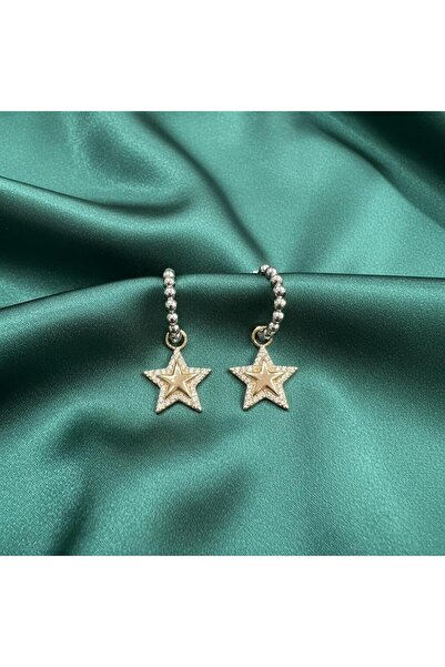 sedoshhomevision Crystal Stone Dangle Star Earrings Gold and Silver Color 3.5 cm