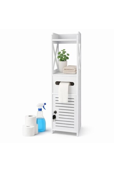 Ruhhy Dulap de baie cu suport pentru hârtie igienică Ruhhy, 80 x 20 x 21 cm, ...