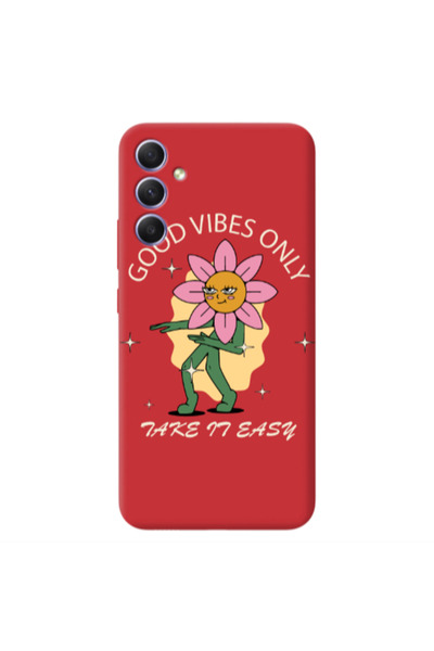 Other Samsung A34 Good Vibes Only Red Colored Silicone TPU Θήκη