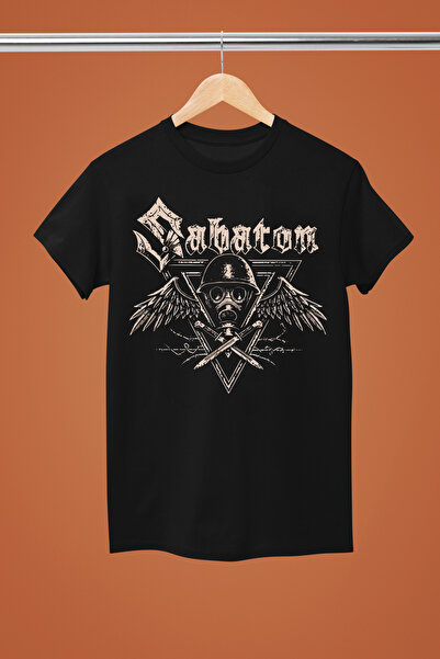 MAGORS TRICOU ROCK SABATON DIN BUMBAC IMPRIMAT, CU MÂNECĂ SCURTĂ, MODEL REGULAR