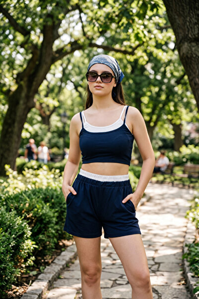 royal prime Women's United Strappy Double Crop Shorts Set