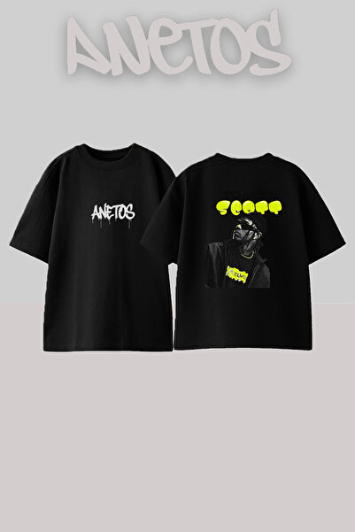Anetos Travis Scott_30 dizajn, štampana unisex majica oversize crne boje