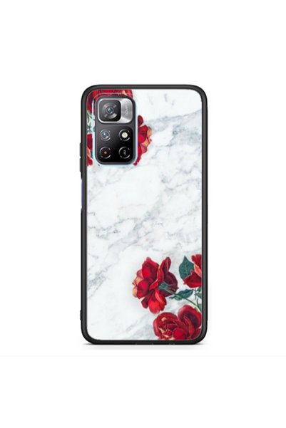 Other Xiaomi Poco M4 Pro 5G Marble and roses Black Glossy Θήκη