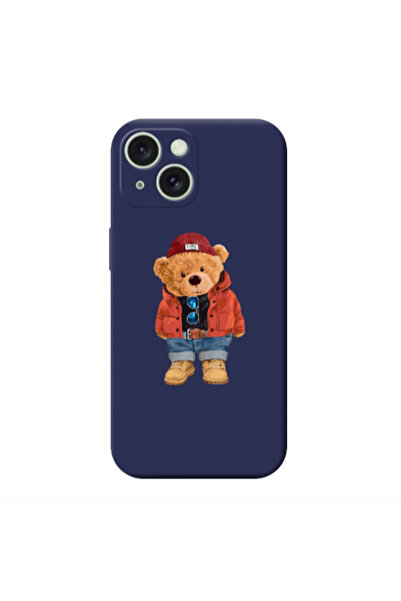 Other Apple iPhone 15 Plus Bear in a hat Dark blue Colored Silicone TPU Θήκη
