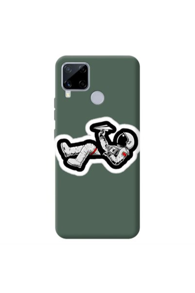 Other Realme C25S Astronaut flies a plane Dark Green Colored Silicone TPU Θήκη
